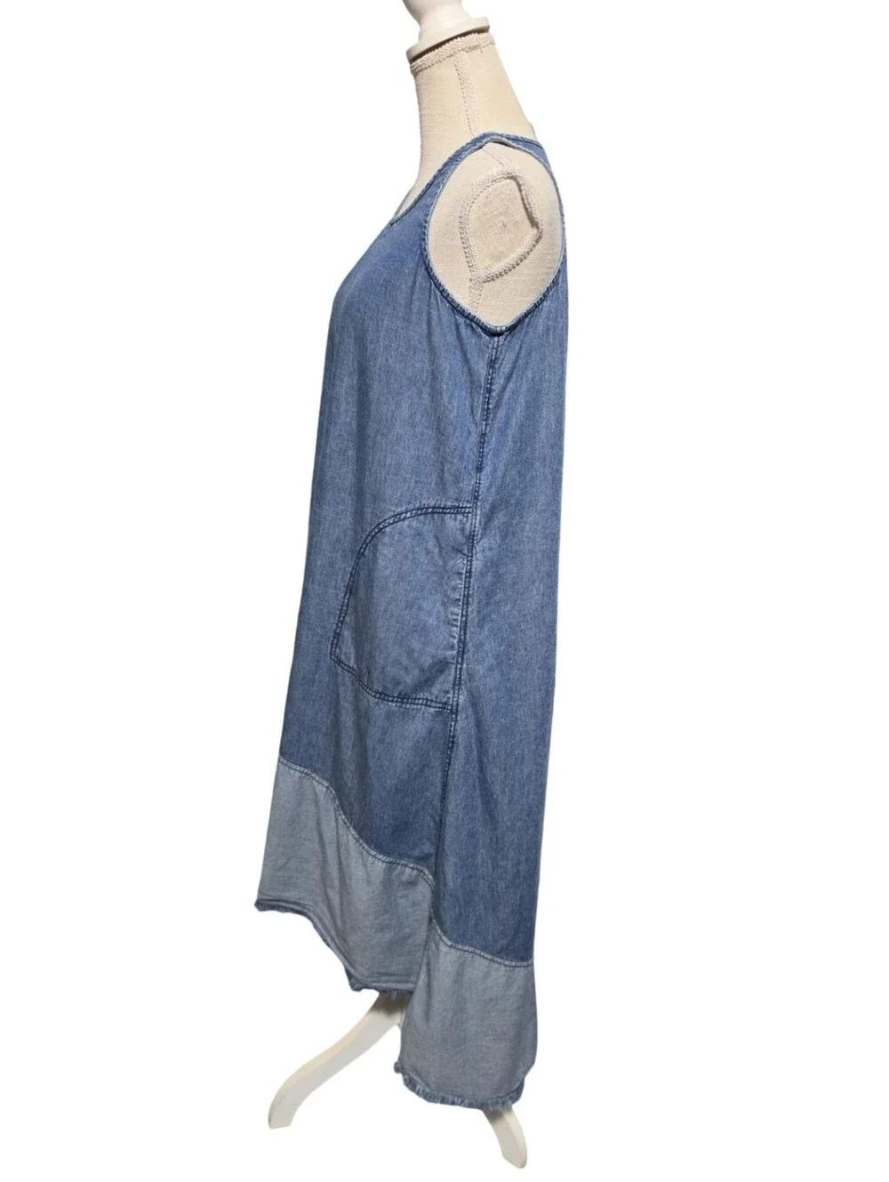 ROPER Dress Womens Medium Blue Chambray High Low Maxi Sleeveless Western Rodeo - Picture 4 of 9